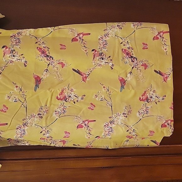 BOMBAY PAISLEY | Green Cotton & Linen Dress with Floral Print and Birds - size M - Picture 5 of 11